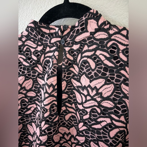 WAYF Pink & Black Lace Cold Shoulder Dress - Picture 8 of 9